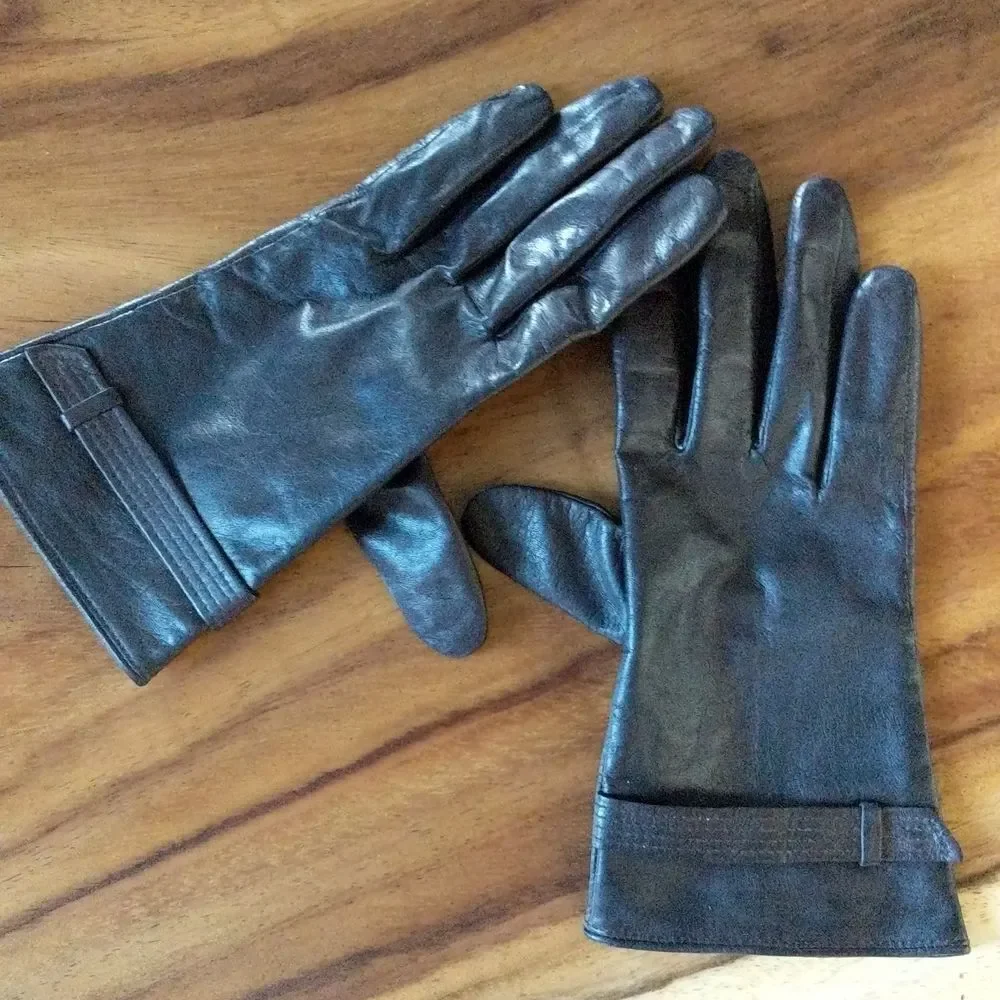 Nine West Butter Leather Gloves Espresso Color Size L